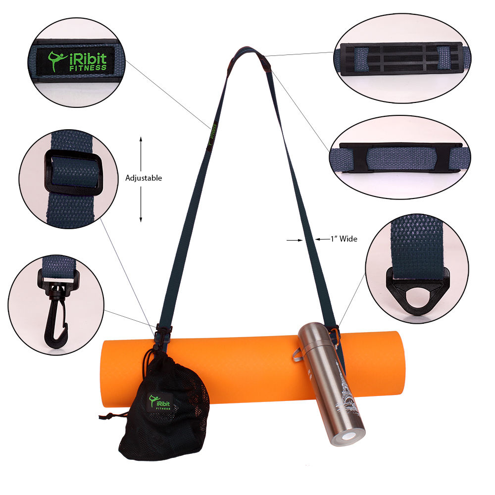 1" Wide Cotton Yoga Mat Carry Strap Sling 6.5ft, carrying towels, keys, water bottles
