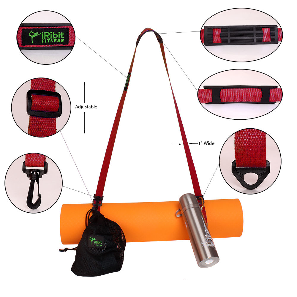 1" Wide Cotton Yoga Mat Carry Strap Sling 6.5ft, carrying towels, keys, water bottles