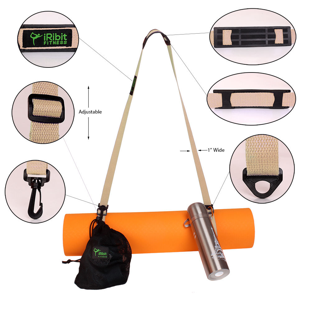 1" Wide Cotton Yoga Mat Carry Strap Sling 6.5ft, carrying towels, keys, water bottles