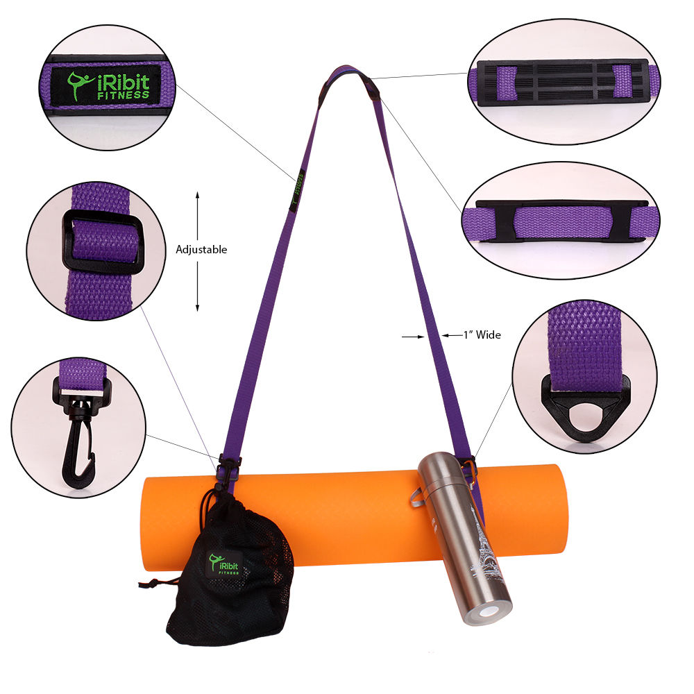 1" Wide Cotton Yoga Mat Carry Strap Sling 6.5ft, carrying towels, keys, water bottles