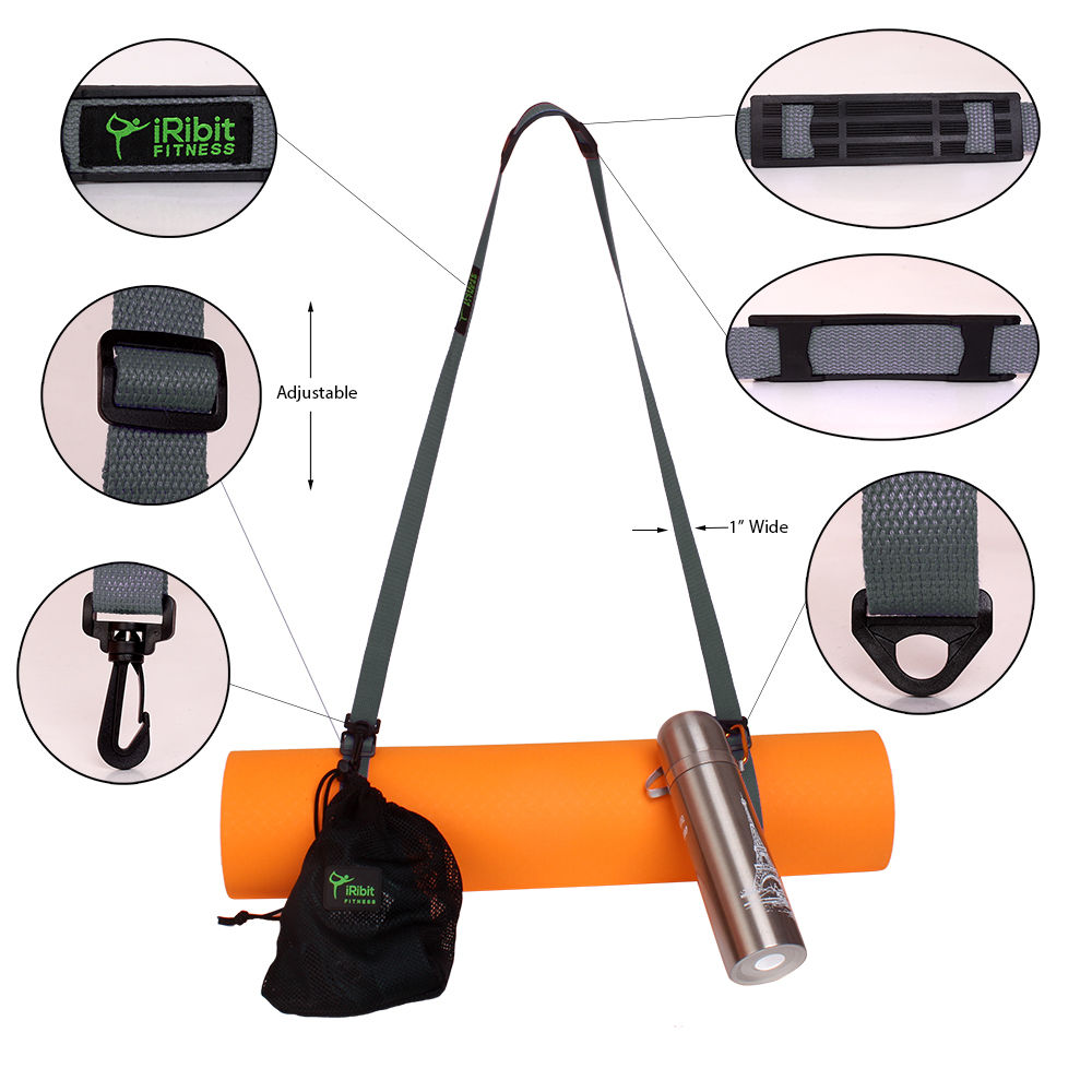 1" Wide Cotton Yoga Mat Carry Strap Sling 6.5ft, carrying towels, keys, water bottles