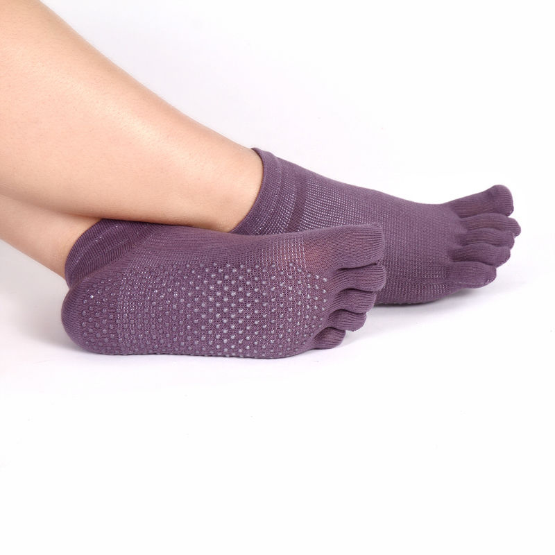 Unique Bargains 2 Pair Yoga Socks Five Toe Socks Ballet Socks with Grips  for Women Light Purple