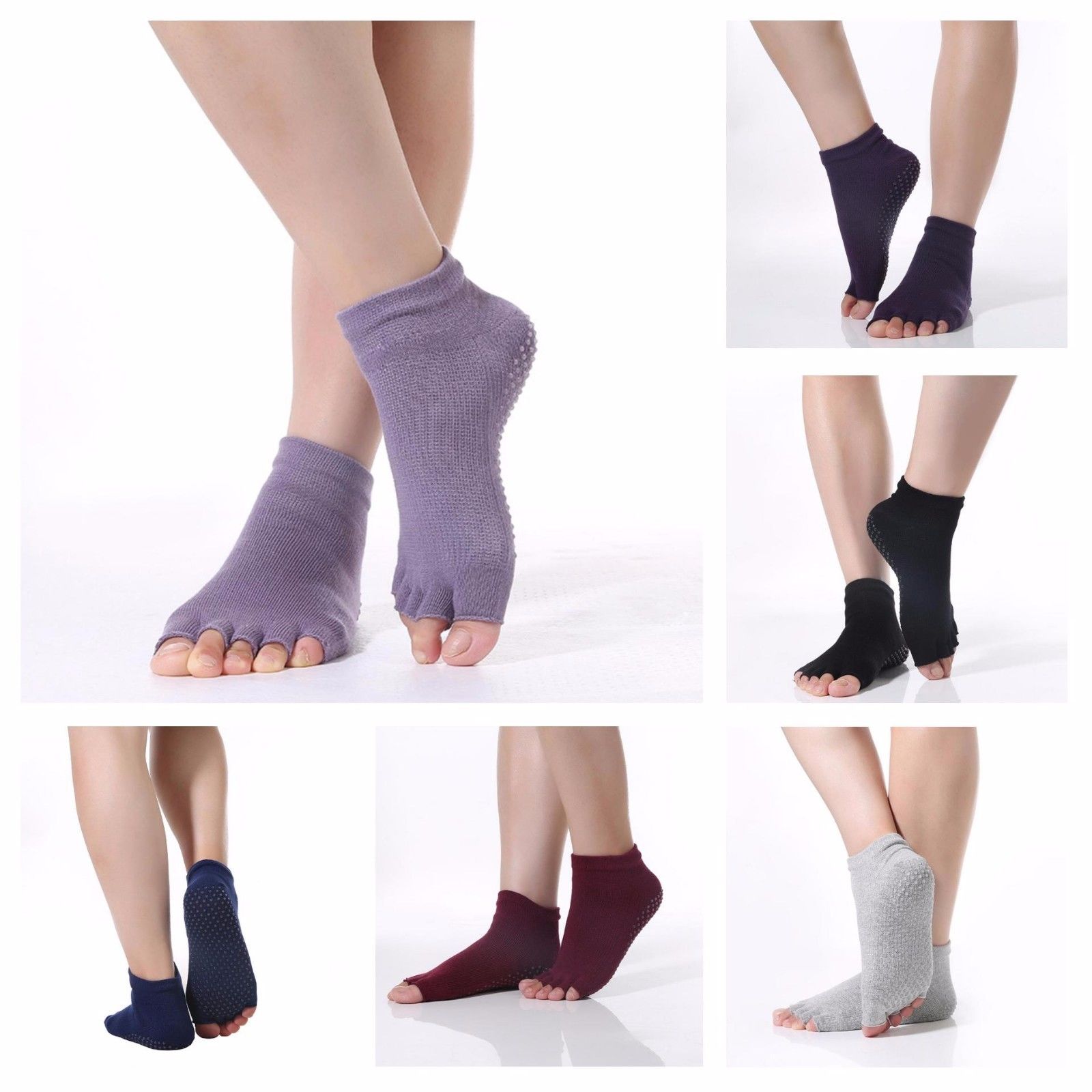 Five Toe Pivot Barre Yoga Socks Women Cotton Dot Silicone Non-slip