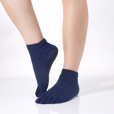 Medium length non slip yoga socks for women, five toe socks, pure cotton,  sweat absorption, odor prevention, pilates sports sock