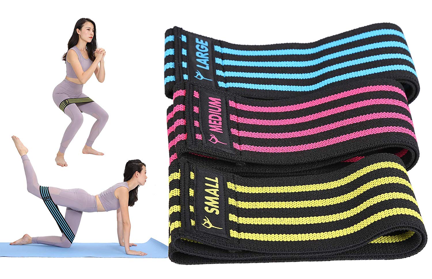 Exercise bands, Resistance Bands - Loop Hip Bands for Women & Men for Hip,  Legs, Stretching, Glutes