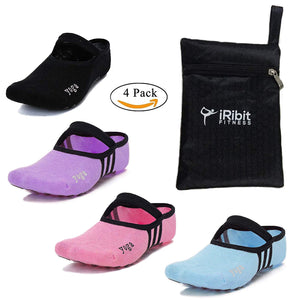 Yoga Pilates Barre Ballet cotton non slip grippy socks with a carrying bag for women