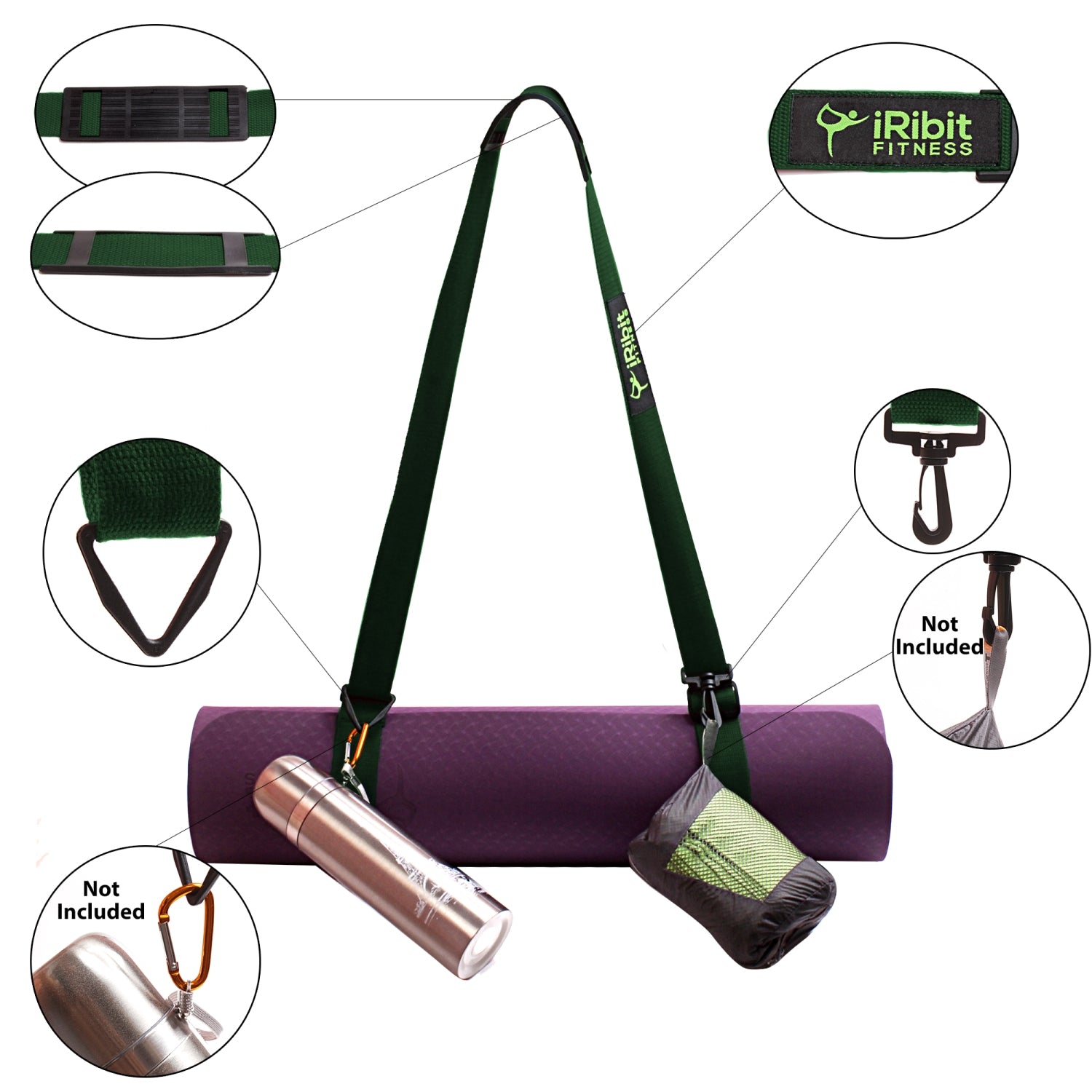 Premium Yoga Mat Carry Strap Sling 6.5ft, carrying towels, keys, water  bottles